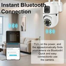8MP Dual Lens Security Camera, 4K/8MP WiFi Outdoor Camera For Home Security, Supports Two-Way Audio, Smart Night Vision And Motion Detection, 360° Full Home Monitoring Via App - Color Night Vision, Moving Object Tracking, Intercom, Multi-User Sharing, Real-Time Alerts - White - View 4
