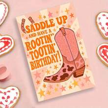 بطاقة تهنئة جذابة بتصميم حذاء كاوبوي مع ظرف (11 سم * 16 سم) - "تمنيات عيد ميلاد مرحة" تصميم مشهد غربي مع حذاء كاوبوي والنجوم، مثالية للعائلة والأصدقاء، مناسبة لاحتفالات عيد الميلاد، بطاقة تهنئة عيد ميلاد | بطاقة ذات موضوع غربي | بطاقة ترحيب ورقية