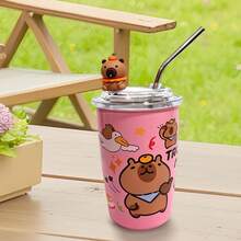 Vaso Capibara de Acero Inoxidable con Pajita y Tapa Transparente - Marfil - Viajes con capibaras - Ver 10