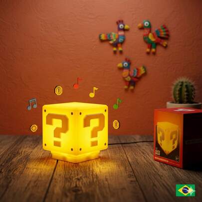 Luminária Para Quarto Bros Com Som Cubo Bloco Gamer Abajur De Cabeceira Mesa