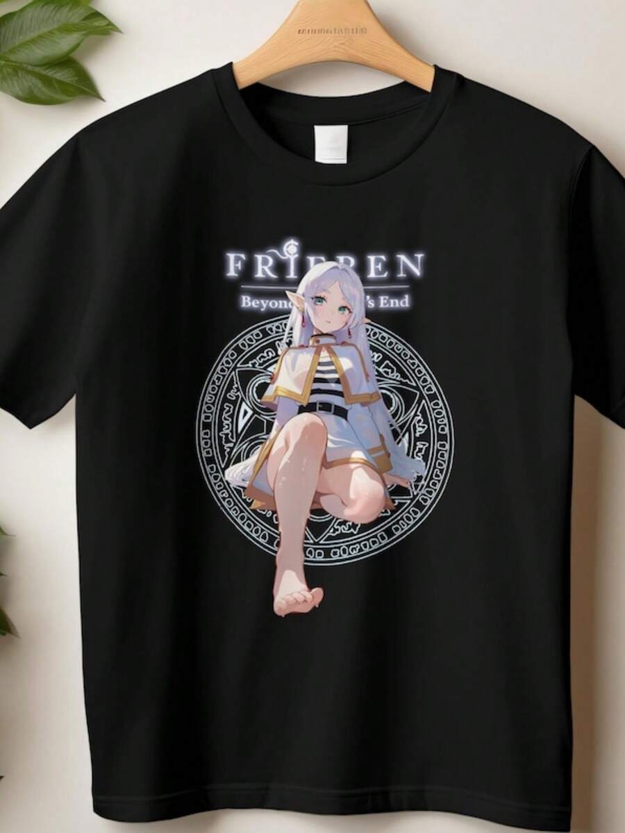 Frieren Anime Shirt Beyond Journeys End Tee, Magic Circle Manga Girl T-Shirt, Otaku G - màu đen - Xem 1