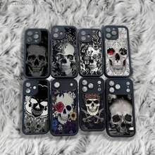 Étui de téléphone avec motif crâne compatible avec iPhone 17, 16, 15, 14, 13, 12, 11, Pro, Max, Plus, X, XS, SE4, E, Mini. Étui à bordure épaisse noire. Étui compatible avec iPhone 17, 17 Pro, 17 Pro Max - Z6 - Voir 3