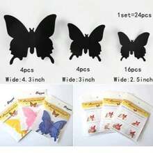 24pcs 3D Butterfly Removable Mural Stickers Wall Stickers Decal For Halloween Home And Room Decoration - Multicolor - View 7