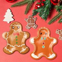 8.46*10英寸，10个装圣诞姜饼人生日派对一次性餐盘，圣诞树和铃铛主题派对用品套装，适合生日派对、周年纪念、圣诞派对 - 聖誕薑餅人C6紙盤 - 查看 3