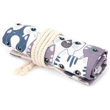 Cortina para bolígrafos, rollo de lápiz, plegable, lavable, portalápices, organizador, estuche enrollable, estuche para lápices, bolsa de almacenamiento para el hogar, para viajar, para la - 1 - Ver 8