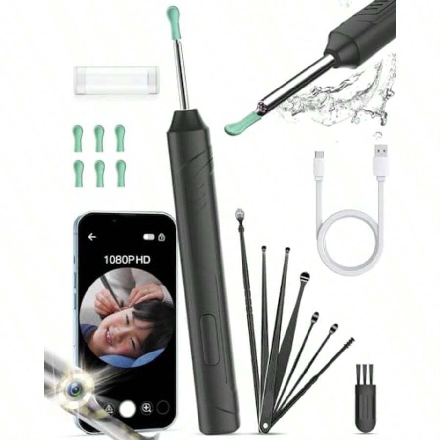 GSYY Wires Scope With 1080P FHD Resolun And LED Ligs For Ear  Removal Mini Sual Ear Inecn Camera With 3mm Silicone Ear Pick For Adul Pe W Connectity For Real-Time Mon And Recording In He Or Veterinary Use - Beige - View 1