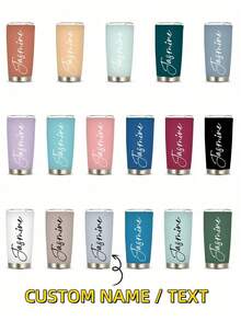 1pc Customized Text Stainless Steel Vacuum Insulated Water Bottle, Customized Cups, Metal Coffee Cups, Keeps Drink Hot Cold Easy To Clean Stylish, Adorable, Colorful Custom, Personalized, Unique Ideal Gifts For Friends, Workers, Home, Office