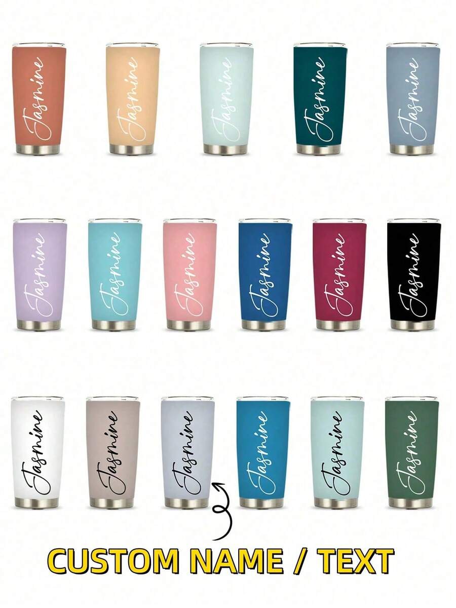 1pc Customized Text Stainless Steel Vacuum Insulated Water Bottle, Customized Cups, Metal Coffee Cups, Keeps Drink Hot Cold Easy To Clean Stylish, Adorable, Colorful Custom, Personalized, Unique Ideal Gifts For Friends, Workers, Home, Office