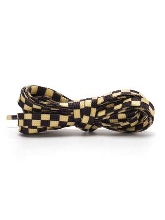 1双双色格子休闲涤纶编织鞋带，适合四季户外穿着