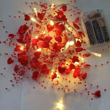 Heart Shaped LED String Lights, Decorative Lights For Valentine's Day, Wedding, Party - Red - View 6