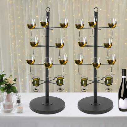 Wine Glass Display Stand, Champagne Tower, 4 Tier Cocktail Tree Stand For Parties, Birthday Parties, Family Gatherings