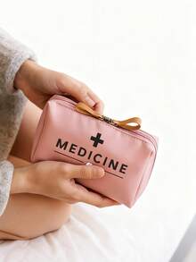 1个便携式药包，大容量急救包，女士复古药包，紧凑型药片收纳盒和急救袋，便携式药盒，急救包和药片包装容器，露营医疗应急包，急救包，带药品标签设计，耐用日常及应急包装（多种颜色可选）