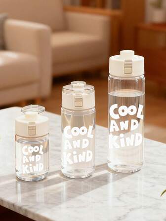 1pc Leak-Proof Pop-Out Portable Letter Water Bottle, Made Of Lightweight And Durable Plastic, With A Letter Design, Suitable For Travel And Outdoor Sports, Making It The Perfect Valentine's Day And Birthday Gift.