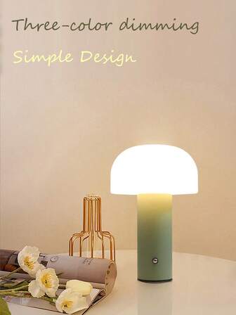 1PC Black/White Mushroom Table Lamp | Rechargeable Bedside Night Light | Dimmable Decor For Desk, Living Room & Study | Ideal Gift Choice