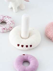 一套婴儿毛绒叠叠乐玩具，包含填充动物和彩色圆环，适合婴幼儿早教玩具、婴儿配件和旅行礼物 - 彩色 - 查看 8