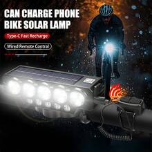 1PC 20LED Solar Cycling Safety Front Lamp Power Display High Brightness Bike Flashlight Highlight Bike Front Light For Night Riding