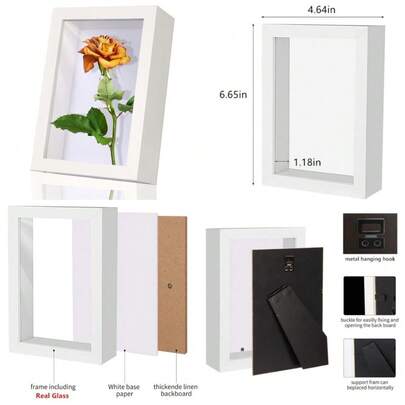 4x6 Shadow Box Display Case With Real Glass For Memorabilia Wedding Pins Awards Photos Tickets And Crafts White