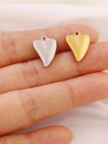 3 piezas de encantos de acero inoxidable con forma de corazón para hacer joyas DIY, hallazgos, aretes, pulseras, collares, decoración colgante - colgante - Ver 10