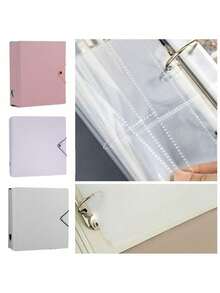 1pc 4-Grid Transparent Loose-Leaf Photo Albums, 2 Holes Pocket Storage Booklet Laser Cards Bills Stickers Invoices Notes Favorites Photo Albums Business Card Books, Exquisite Card Album Inner Page