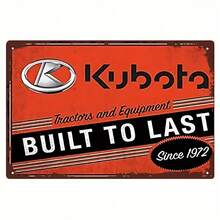 2D Flat - 1pc Kubota Tractors & Equipment Vintage Metal Wall Art, 7, 9x11, 9 Inches - Rustic Red & Black Decorative Sign With "Built To Last Since 1972" Text, Perfect For Home, Garage, Or Farmhouse Decor, Ideal Gift For Holidays & Special Occasions, Tractor Decor - 7,9 x 11,9 inch - Xem 4
