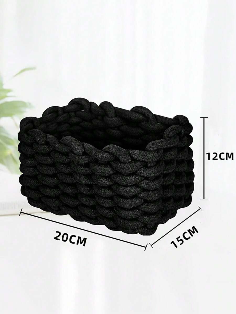 1pc Woven Thick Rope Storage Basket, Thick Rope Storage Basket, Desktop Storage Basket, Miscellaneous Woven Picnic Basket Storage Cosmetics Display Rack&Beauty Storage Box - Multicolor - View 1