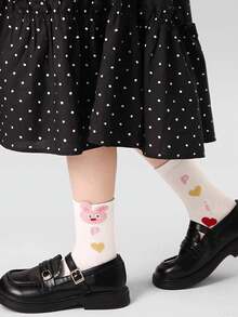 5 Pairs Kids Cartoon Cute Puppy Animal Mid-Calf Socks - Multicolor - View 4
