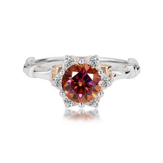 1pc 1 Carat Round Moissanite Engagement Ring For Women, Lab Created D Color VVS1 Clarity Moissanite, S925 Silver Floral Design Moissanite Eternity Ring, Anniversary Gift, With Certificate