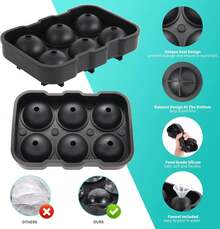 1pc 6 Grids Silicone Ice Cube & Ball Tray Set - DIY Ice Mold Maker For Whiskey, Cocktails, Kitchen & Bar - Festive Holiday Shapes For Christmas, Halloween, Easter, Valentine's Day, Ice Cube Tray Kitchen Kitchen Accessories Ice Cube Maker , Refrigerator Ice Cube Mold, Fits Tea, Coffee Back To School - Multicolor - View 4