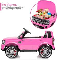 Camión eléctrico infantil Land Rover de 12V con licencia oficial | Coche teledirigido para niños pequeños y mayores | Juguete eléctrico 2 en 1 con control parental, suspensión de muelles, 3 velocidades, luces LED y música - Rosa - Ver 4