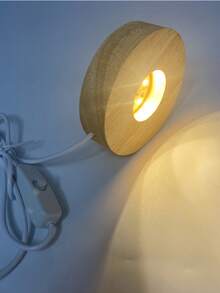 1pc Night Light, Crystal Glass Art Decor With Wooden Base, USB Powered LED Lamp - USB Circle - View 7