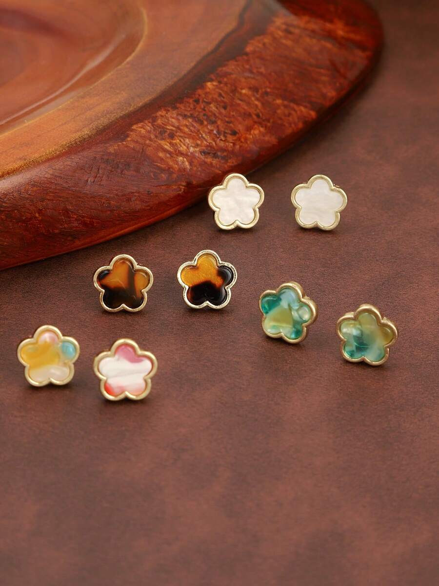 1对独特创意可爱高端小众甜美四叶草耳环（图案随机） - 彩色 - 查看 1