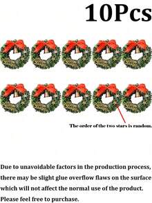 1/5/10pcs Mini Christmas Wreaths, Festive Plastic Ornaments, Artificial Holiday Tree Decorations,Christmas Decorations Mini Christmas Wreath Simulation Wreath Christmas Tree Decoration Accessories,Battery-Free, For Christmas, New Year, Valentine'S Day, Thanksgiving, Winter Party Decorations