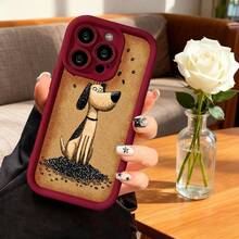 Funda para teléfono con borde negro diseño de perro dibujado sobre fondo marrón con granos de café ideal para uso diario y regalo original - Café integral - Ver 5