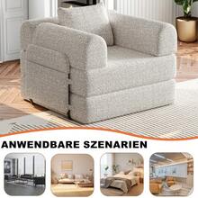 Chenille 2-In-1 Sofa Bed With Armrest Storage, Three Metal Frames, And Multiple Configuration Options. Two-Piece Set - Khaki + Chenille + 1 Seat - View 5