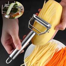 Stainless Steel Multifunctional Fruit And Vegetable Peeler - Efficient Kitchen Cutter, Wiper, Shredder And Scraper For Potatoes, Melons, Etc. - Easy To Use Kitchen Tools And Dorm Room Must-Haves, Compact Design, Sleek Kitchenware, Sturdy Kitchenware - Silver 1-pack - View 1