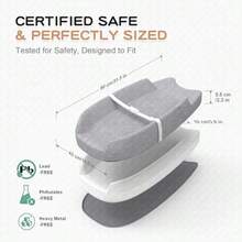 Changing Pad With Waterproof Cover And Removable Towel Liner UShaped Contoured Sides Safety Strap And NonSlip Base Fits Standard Changing Tables