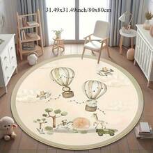 1 件圆形卡通图案地毯，家居装饰地毯，卧室装饰，小地毯，儿童房装饰，客厅地毯，小型客厅地毯，卧室地毯，儿童地毯，客厅家居装饰，户外地毯，可水洗地毯 - 彩色 - 查看 4