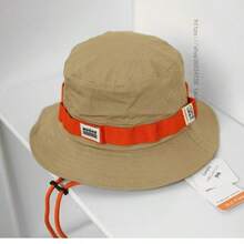 1pc New Fashionable Personalized Versatile Retro Colorblock Bucket Hat, Summer Outdoor Camping Hiking Sun Hat With Drawstring, Suitable For Spring Summer Autumn - Contrast Color Bucket Hat - View 18