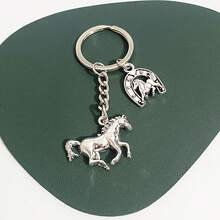 Men's Creative Keychain, Vintage Alloy Horse Head Keychain Gifts For Mother, Father, Graduation, And Teacher - Multicolor New-4 - View 10