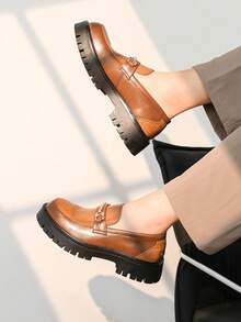 Men's Slip-On Loafers, Versatile Business Casual Shoes, Thick Sole Elevator Shoes, Slip-On For Commuting, Party, Banquet, Street Wear - Brown - View 8