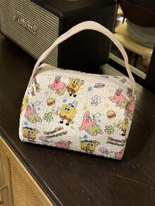 SpongeBob SquarePants 1个海绵宝宝主题化妆包 - 可爱的卡通收纳袋，方便的化妆洗漱包，户外旅行收纳包，大容量3D手提包，可装各种化妆品 - 彩色 - 查看 12