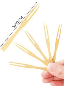 50/100/200 pièces Piques à fruits en bambou, cure-dents, fourchettes à hors-d'œuvre, fourchettes à dessert, pics à cocktail, finition lisse, convient pour les fruits, les desserts, les sandwiches, les hamburgers, les salades, les buffets, les boissons, les légumes et plus encore