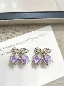 2 chiếc kẹp tóc mini bằng hợp kim đính đá tulip xanh và mắt mèo giả, kiểu dáng cổ điển dễ thương, thích hợp sử dụng hàng ngày, phụ kiện tóc mùa đông, kẹp tóc hoa thời trang. - Nhiều màu - Xem 11