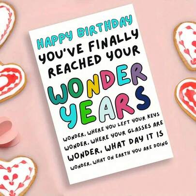 1张趣味年龄玩笑贺卡，含信封（11厘米 x 16厘米 x 4.33英寸 x 6.29英寸） - “终于到了你的奇妙岁月”设计，充满趣味的年龄主题场景，非常适合逗乐朋友和爱人，是生日和各种趣味场合的理想之选，趣味贺卡|趣味年龄贺卡|纸质贺卡，幽默配件