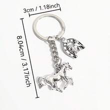Men's Creative Keychain, Vintage Alloy Horse Head Keychain Gifts For Mother, Father, Graduation, And Teacher - Multicolor New-4 - View 5