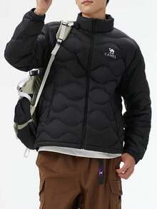 CAMEL CROWN Men's Lightweight Outdoor Down Jacket, New Autumn/Winter Style, 90% Down, Stand Collar, Warm And Ribbed Down Mountaineering Suit. - Phantom Black - View 4