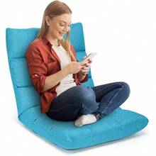 Peacock Blue Folding Gaming Chair, Adjustable 14 - Position Floor Sofa With Back Support, Alloy Steel Frame, Lazy Sofa Lounge Playing, Reading, Meditating, Recliner Adults,
