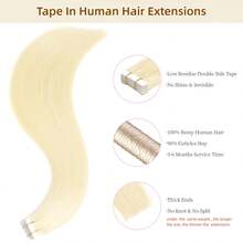 40pcs/100G , Thick Tape In Human Hair Extensions ,Seamless Invisible Skin Weft Extensions , Remy  Human Hair,Silky Straight For Fashion Women  ,10-26inch ,Easy To Apply (Natural Black 1B# ) - S613 - View 2