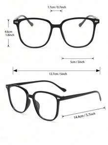 2 piezas Gafas de montura cuadrada de plástico, estilo moderno y sencillo, básicas perfectas para uso casual, transparentes, ideales para volver al colegio, vida diaria, oficina, lectura, ver la televisión, jugar a videojuegos, decoración de teléfono - Multicolor - Ver 2