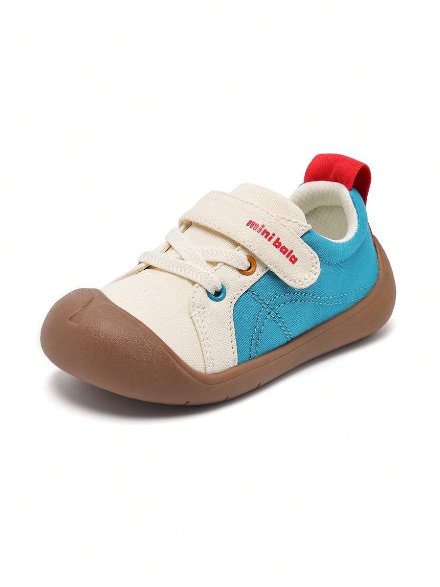 mini bala Giày vải trẻ em bé trai bé gái giày thể thao móc và vòng ngoài trời thường ngày chống trượt 2025 - tông màu xanh trắng - Xem 1